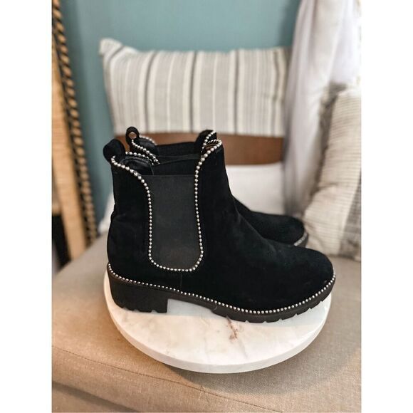 Suede moto boots - Picture 1 of 5
